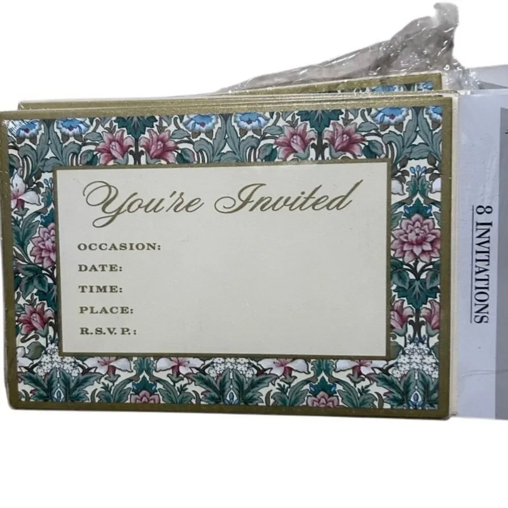 NWT 3 Pack of Vtg Hallmark Party Invitations Multicolor Floral Gold 8 Pcs/Pack